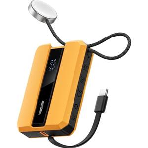 VEEKTOMX Power Bank 30W PD VEEKTOMX Powerbank 10000mAh Caricatore Portatile USB C con Cavo Integrato Caricabatterie per Apple Watch Batteria Esterna Compatibile con iPhone 15/iWatch Android Smartphone (Giallo)