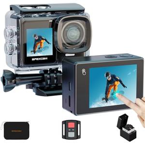 Apexcam 4K 30FPS 20MP Action Cam Doppia Schermo Touch Screen 40m Impermeabile Sport Cam WiFi Fotocamera 170° Grandangolare 2.4G Telecomando Con 2x1350mAh Batterie e Accessori Kits