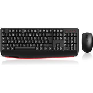 cimetech Tastiera e mouse wireless, tastiera ergonomica 2.4G per computer portatili con poggiapolsi, tastierino numerico, 1600DPI per computer portatili PC (Layout Italiano QWERTY - Nero)