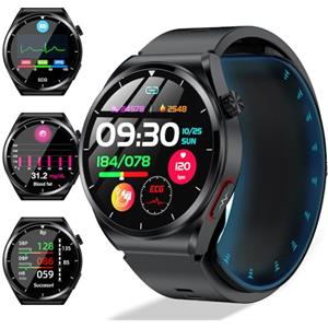 Marsyu 2024 ECG Smartwatch Pressione Sanguigna Con Pompa Ad Aria,1.39'' Orologio Fitness con 24h Frequenza Cardiaca Acido Urico Temperatura Corporea, Sonno, Condivisione Dati Sanitari Domestici