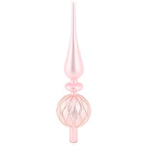 com-four® Cima dell'albero di Natale Lucida - Cima dell'albero di Natale in Vero Vetro per Natale - Cima dell'albero di Natale per L'Albero di Natale (31 cm - Fard Rosa)