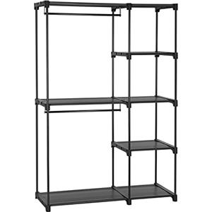 SONGMICS Armadio Aperto, Guardaroba Autoportante Scaffale Verticale, Appendiabiti con Barre Appendiabiti, Spogliatoio, Camera da Letto, 43 x 112 x 165 cm, Nero RYG24BK