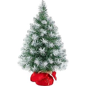 Yaheetech Mini Albero di Natale 60 cm Piccolo da Tavolo con Base Innevato in Miniatura Artificiale Realistico Portatile Decorazioni per Tavolo Stanza Ufficio