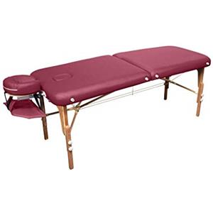 MASSUNDA - Lettino da massaggio Montana mobile pieghevole&regolabile - tavolino massaggio stabile legno massiccio - panca massaggi con poggiatesta ergonomico, copertura, bracciolo, cuscino (bordeaux)