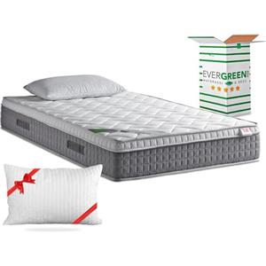 EVERGREENWEB MATERASSI & BEDS EVERGREENWEB - Materasso Piazza e Mezzo 120x195 in Memory Foam con Topper Alto 25 cm DISPOSITIVO MEDICO ‍ Detraibile + Cuscino, Rivestimento Bianco Imbottito Effetto MASSAGIANTE Tessuto Antiacaro