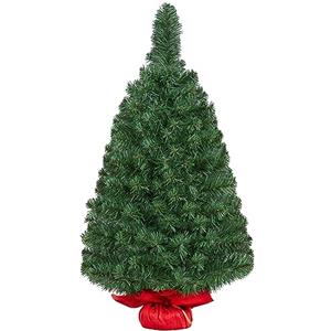 Yaheetech Mini Albero di Natale 90 cm Piccolo da Tavolo con Base in Miniatura Artificiale Realistico Portatile Decorazioni per Casa Ufficio Interno