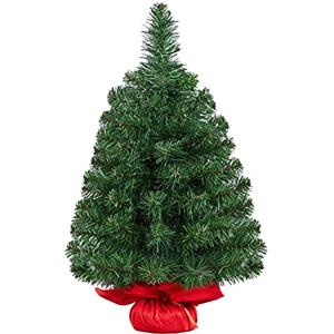 Yaheetech Mini Albero di Natale 60 cm Piccolo da Tavolo con Base in Miniatura Artificiale Realistico Portatile Decorazioni per Casa Ufficio Interno