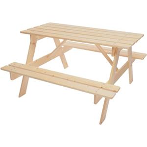 TIMBELA Tavolo da picnic per bambini in legno L90xL90xA50 cm -Gruppo Tavolo con panche M018-1