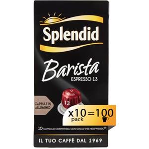 Splendid - Capsule Caffè Espresso Barista - 100 Capsule in Alluminio - Intensità 13 - Compatibili con Macchine Nespresso®* original - 10 Confezioni da 10 Capsule