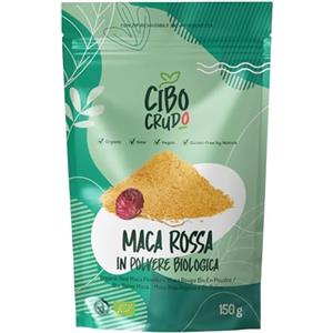 CIBO CRUDO crudo biologico vegan Maca Rossa Peruviana in Polvere Biologica - 150g. Maca Peruviana delle Ande Cruda e Pura Al 100% dalla Radice di Maca Bio. Fonte di Antiossidanti Vitamina C Ferro Calcio Potassio ed Energia.