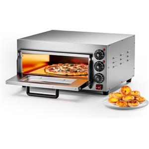 Wiltec Forno pizza elettrico, con pietra refrattaria in cordierite, 2000W, max 350°C Fornetto pizza