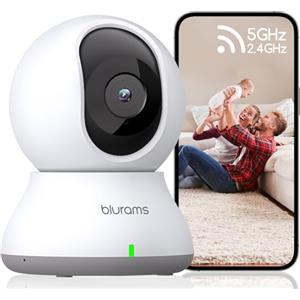 blurams 2K Telecamera Wifi Interno, Dual-Band 2.4GHz/5GHz, Videocamera Sorveglianza Interno Wifi, 360° camera wifi per la Sicurezza Domestica, Audio Bidirezionale,Visione Notturna, Sirena, Cloud