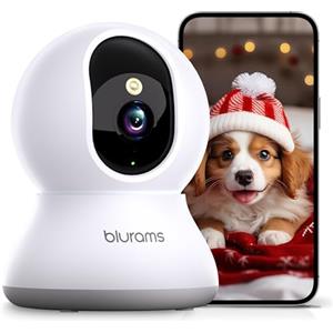 blurams Telecamera Wi-Fi Interno,2K Videocamera Sorveglianza,Rotazione a 360°,Visione Notturna, Rilevamento di movimento/suono,Audio Bidirezionale Compatibile con Alexa(solo 2,4 GHz)