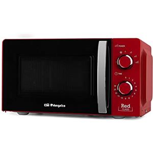 Orbegozo MI 2121 - Forno a microonde, capacità 20l, 6 livelli di potenza, timer, programma di scongelamento, 700 W, colore rosso