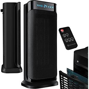 KESSER® Termoventilatore con telecomando - Termoventilatore da 2000W in ceramica torre riscaldante 10-35°C a risparmio energetico silenzioso - 2 x livelli di riscaldamento - Timer, 2000W / Nero