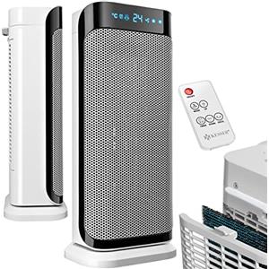 KESSER® Termoventilatore con telecomando - Termoventilatore da 2000W in ceramica torre riscaldante 10-35°C a risparmio energetico silenzioso - 2 x livelli di riscaldamento - Timer, 2000W