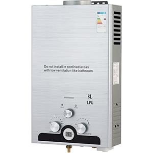 CO-Z Scaldabagno a Gas GPL 8L con Modalità Inverno ed Estate Caldaia a Gas GPL da 13,6 kW a Parete senza Serbatoio Scaldacqua Istantaneo Automatico con Anima in Rame e Display a LED (8L)