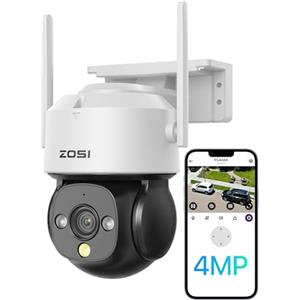 ZOSI 4MP Telecamera IP WiFi Esterna, Videocamera Sorveglianza Esterno, Pan 360° Tilt 140°, Audio Bidirezionale, Visione Notturna a Colori, Rilevamento di Veicoli/Persone, C290