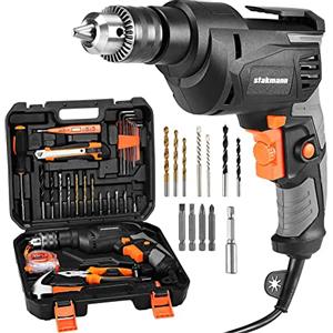 Stakmann Valigetta Attrezzi 27pz con Trapano Avvitatore Elettrico Potenza 710W Velocita Regolabile 0-3000rpm Mandrino 13mm Impugnatura Ergonomica con Chiavini Utensili da Lavoro e Accessori