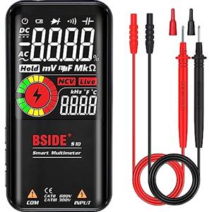 BSIDE EBTN - Multimetro digitale LCD a 3 risultati, 999 punti, 999 punti, voltmetro auto-portata a 9.999 punti, resistenza, continuità, frequenza, diodo, ciclo di funzionamento, test di tensione