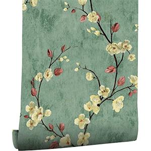 myforHD Carta da Parati Autoadesiva Fiore Foglia Vintage Decorativo Sfondo 44cmx600cm Carta da Parete Adesivo Vinile Soggiorno Camera Da Letto Bagno