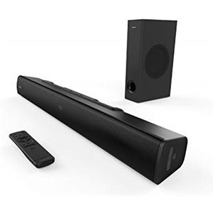 CREATIVE Soundbar Creative Stage V2 2.1 160W con subwoofer, Clear Dialog e Surround di Sound Blaster, Bluetooth 5.0, TV ARC, ingresso ottico e audio USB, con montaggio a parete, bassi e alti regolabili, per TV