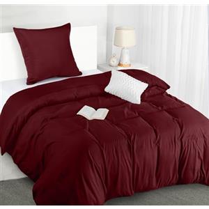 Utopia Bedding Copripiumino Singolo - Microfibra Copripiumino 135x200cm + Federa 80x80cm - Bordeaux