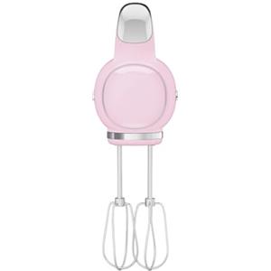 Smeg, Sbattitore Elettrico HMF01PKEU, 9 Livelli di Velocità, Funzione Turbo, Sistema di Avvio Smooth Start, 4 Fruste, 2 Ganci Impastatori e Avvolgicavo in Dotazione, 250W, Rosa