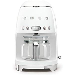 Smeg, Macchina da Caffè Filtro DCF02WHEU, Funzione Aroma e Autostart, Caraffa in Vetro Fino a 12 Tazze, 2 Livelli di Intensità, Modalità Keep Warm, 1050W, Bianco