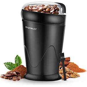 Aigostar Macinacaffè Elettrico, Macina Caffe' Elettrico con Lame in Acciaio Inossidabile, Macina Spezie con Spazzola Pulita, per chicchi di caffè, Semi e spezie, Capacità 60g, 150W, Nero