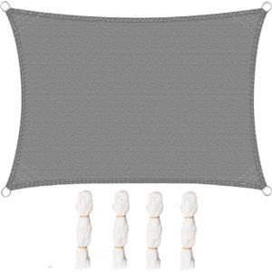 WOLTU Vela ombreggiante 2x4m in HDPE 180 g/m² Traspirante Tenda a Vela Parasole Rettangolare Protezione Solare Respirante Anti UV Giardino Esterni Grigio