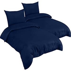 Utopia Bedding Copripiumino Una Piazza e Mezza - Microfibra Copripiumino 2 x 135x200cm + 2 x Federe 80x80cm - Blu Navy