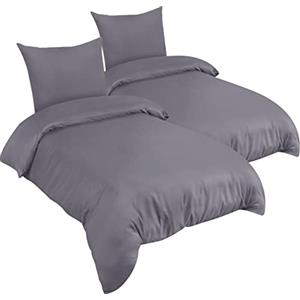 Utopia Bedding Copripiumino Una Piazza e Mezza - Microfibra Copripiumino 2 x 135x200cm + 2 x Federe 80x80cm - Grigio