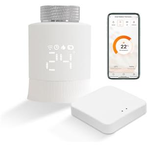 KETOTEK Valvole Termostatiche per Termosifoni WiFi Zigbee con Hub, Testa Termostatica Intelligente, Termostato Programmabile Alexa/Google Assitant Compatibile, Smart Life/Tuya APP Controllo