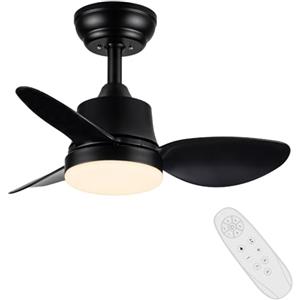 Newday Ventilatore da Soffitto Piccolo Nero, 61cm Ventilatori da Soffitto con Luce e Telecomando Silenzioso, Ventilatori da Soffitto Dimmerabile, DC Motore Reversibile per Camera da Letto Soggiorno