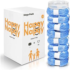 My Happy Nappy Ricariche Compatibili con Maialino Foppapedretti e Sistema di Smaltimento Pannolini Angelcare - 8 Sacchetti con Trattamento Anti-Odore e 1 Cestello Incluso