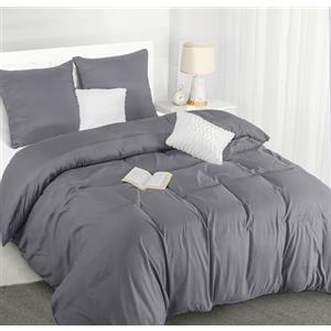 Utopia Bedding Copripiumino Una Piazza e Mezza - Microfibra Copripiumino 200x200cm + Federe 80x80cm - Grigio