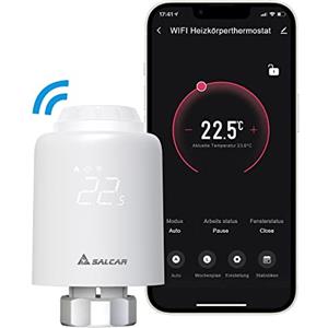 SALCAR WIFI Termostato si Connettono Direttamente TRV603 Valvole Termostatiche per Termosifoni Compatibili con Amazon Alexa & Google Assistant Valvola Termostatica Programmabili Tuya