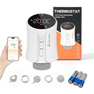 SALCAR Smartes Termostato per termosifone Smart WiFi Termostato compatibile con Amazon Alexa & Google Assistant programmabile Termostato per riscaldamento Tuya Smartes Radiatore non richiesto gateway