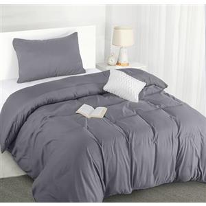 Utopia Bedding Copripiumino Singolo - Microfibra Copripiumino 135x200cm + Federa 50x75cm - Grigio