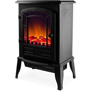 Bakaji Camino Stufa Elettrica con Effetto Fuoco a LED Potenza 2000W Caminetto TORINO Design Retrò Dimensione 39 x 24 x 57 cm Colore Nero