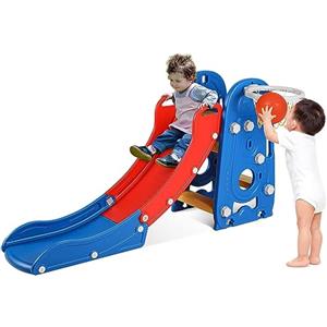 MAMIZO Scivolo per Bambini, Scivolo da Giardino, Scivolo da giardino per bambini, Scivolo Indipendenti per Arrampicata con Cerchio, per Giochi Interna e All'aperto, fino a 60 kg, di 1-6 Anni