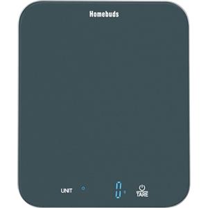 Homebuds Bilancia Cucina Digitale, Bilancia da Cucina 15kg, Pesa Grammi e Once con Precisione di 1g/0,1oz per Cuocere e Cucinare, Display LED, 3*AAA Batterie Incluse, Vetro Temperato, Blu