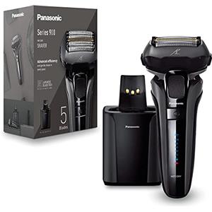 Panasonic Series 900 ES-LV9U 5-Lama Rasoio Elettrico Per Gli Uomini Con Pulizia Automatica, Sensore Di Barba Reattivo E Supporto Di Ricarica, Bagnato E Asciutto Rasoio Cordless