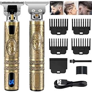 CKCLR Tagliacapelli Uomo, Tagliacapelli Uomo Professionale, Impermeabile IPX7 Rasoio Elettrico per Capelli Display LCD, Macchinetta per Capelli, Barba Trimmer Senza Fili, Kit Taglio Capelli Calvi (Gold)