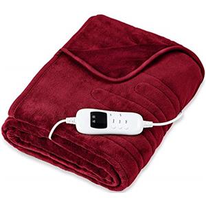 sinnlein® Coperta Elettrica Termica Riscaldata 160x120cm | Certificato TÜV SÜD GS | Scaldaletto Elettrico con Spegnimento Automatico | Riscaldamento Rapido Coperta Termico | Timer Vino Rosso