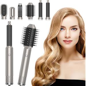 VIRIECH Air Styler 6 in 1, Hair Styler, spazzola soffiante, spazzola per acconciatura riscaldata con 6 accessori: arricciacapelli, spazzola lisciante per capelli, asciugatura, lisciare, volume e