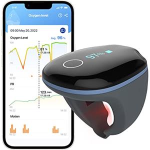 ViATOM Saturimetro da Dito con Sveglia，Pulsossimetro da Dito con Bluetooth, Ossimetro da Dito Professionale, Monitoraggio Continuo di SpO2 e Frequenza Cardiaca, App Gratuita e Report su PC, Ricaricabile