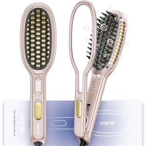 Llano Spazzola Lisciante per Capelli, Piastra per Capelli Professionale con Ioni Negativi, 140 ℃ -230 ℃, Anti-Scottatura, Riscaldamento Rapido, Rivestimento in Ceramica (Rosa brillante)