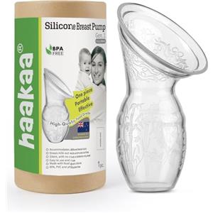 haakaa Tiralatte manuale per l'allattamento al seno, con coperchio in silicone 100% per uso alimentare, senza BPA, PVC e ftalati (100 ml con coperchio, grigio)